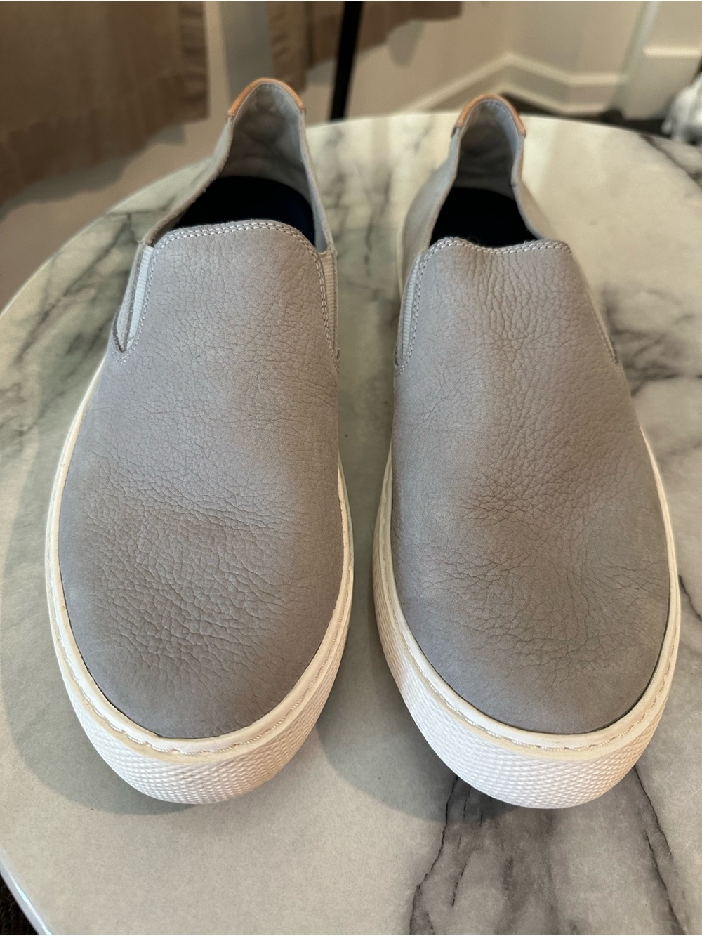 Cole Haan Gray Slip-On Leather Loafers with White Soles